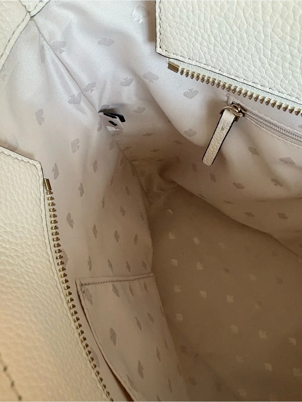 🤍🤍KATE SPADE HAYES PEBBLED LEATHER PARCHMENT ZIP TOP TOTE BAG!🤍🤍